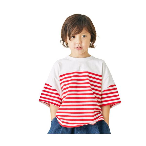 40%OFFセール FOV（フォブ） ボーダー切り替えTシャツ レッド (130cm-160cm)　 メール便OK 2026春夏