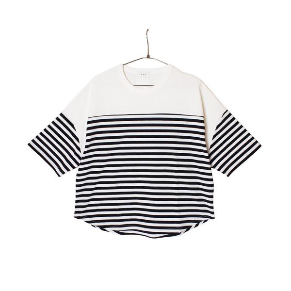 40%OFFセール FOV（フォブ） ボーダー切り替えTシャツ ブラック F(160cm-170cm)　 メール便OK 2026春夏