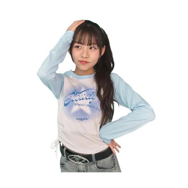 35%OFFセール ANAP GIRL（アナップ ガール） サイドシャーリング ラグラン ロンT ライトブルー メール便OK 2026春夏
