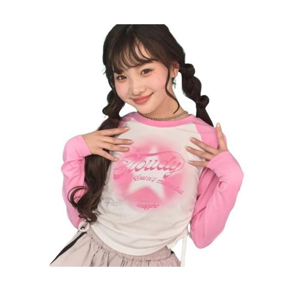 35%OFFセール ANAP GIRL（アナップ ガール） サイドシャーリング ラグラン ロンT ピンク メール便OK 2026春夏