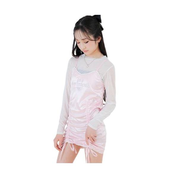 50%OFFセール ANAP GIRL（アナップ ガール） シャーリング リボン キャミ ワンピース ピンク メール便OK 2026春夏