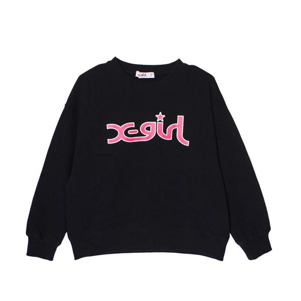 40%OFFセール SALE X-girl Stages エックスガールステージス 子ども服 スウェット 80-140cm ミルズロゴトレーナー クロ ブラック メール便OK 25秋冬