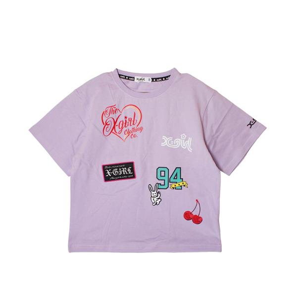 40%OFFセール X-girl Stages（エックスガールステージス） MIXロゴプリント 半袖Tシャツ ラベンダー（80-140cm） メール便OK 2026春夏