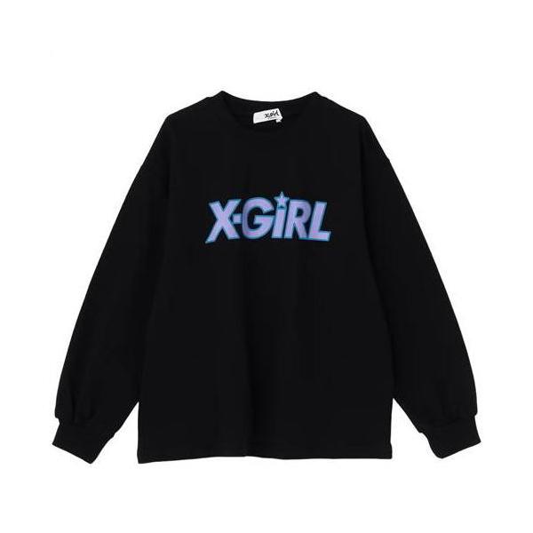 20%OFFセール X-girl Stages（エックスガールステージス） X-girlロゴ長袖Tシャツ 2026春夏 （100-140cm） クロ ブラック