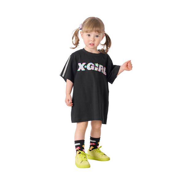40%OFFセール X-girl Stages（エックスガールステージス） スパンコール刺しゅう 半袖Tワンピース クロ ブラック （90-140cm） メール便OK 2026春夏
