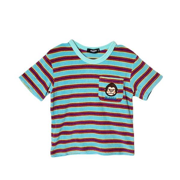50%OFFセール SALE エクストララージ キッズ 子ども服 80-140cm XLARGE KIDS パイルボーダー半袖Tシャツ ブルー メール便OK 25春夏
