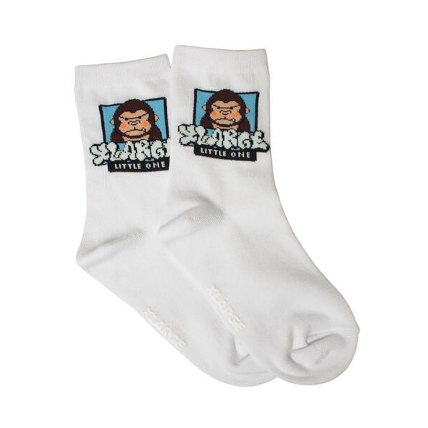 エクストララージ キッズ 子ども用  靴下  XLARGE KIDS ファニーゴリラ&グラフィティロゴクルーソックス シロ ホワイト メール便OK X-LARGE KIDS