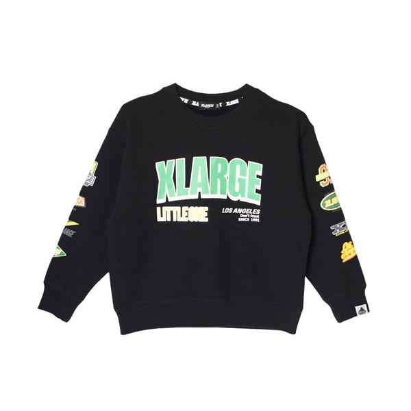 33%OFFセール SALE XLARGE KIDS (エクストララージ キッズ) 子ども服 スウェット 90-140cm 裏起毛マルチロゴトレーナー クロ ブラック