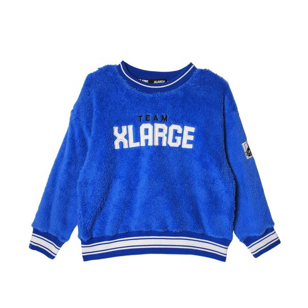 【33%OFF｜秋冬セール】 XLARGE KIDS（エクストララージキッズ） ボアプルオーバー（90-140cm） ブルー