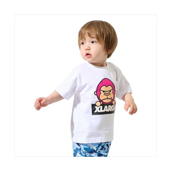 35%OFFセール XLARGE KIDS（エクストララージキッズ） ファニーゴリラ カラーチェンジ半袖Tシャツ シロ ホワイト（80-140cm） メール便OK 2026春夏