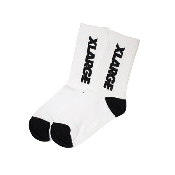 XLARGE KIDS（エクストララージキッズ） 子ども用  靴下 13-21cm ロゴリブ クルーソックス シロ ホワイト メール便OK 2026春夏
