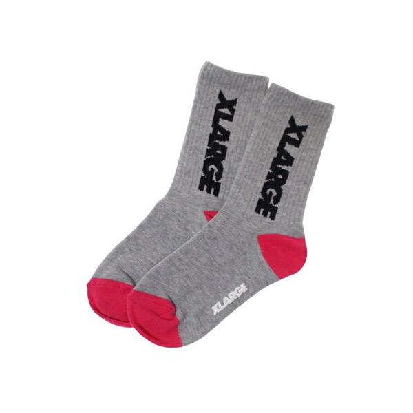 XLARGE KIDS（エクストララージキッズ） 子ども用  靴下 13-21cm ロゴリブ クルーソックストップグレー メール便OK 2026春夏