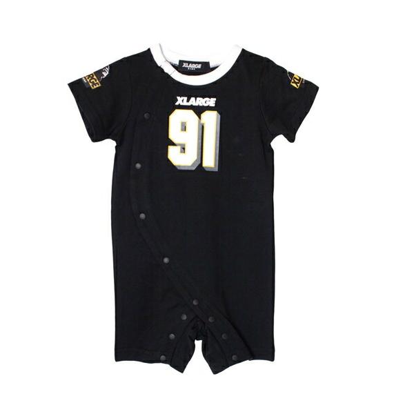 35%OFFセール XLARGE KIDS（エクストララージキッズ） ベビー服 半袖ロンパース 70cm OGナンバリングショートオール クロ ブラック メール便OK 2026春夏