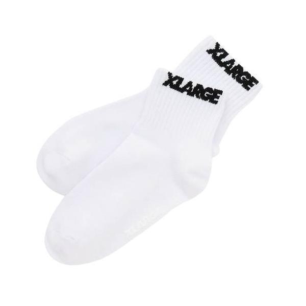 XLARGE KIDS（エクストララージキッズ） 子ども用  靴下 13-21cm ロゴリブショートソック シロ ホワイト メール便OK 2026秋冬
