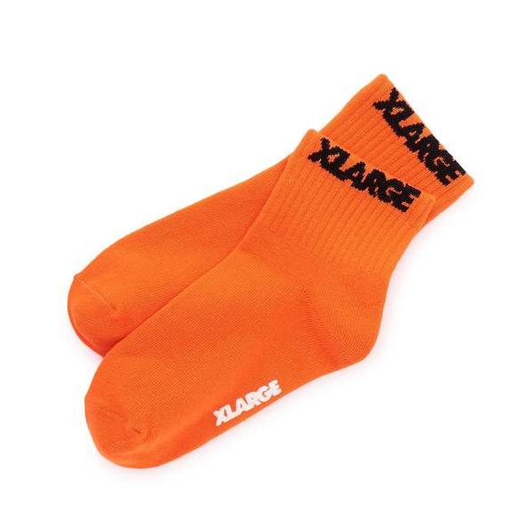 XLARGE KIDS（エクストララージキッズ） 子ども用  靴下 13-21cm ロゴリブショートソック オレンジ メール便OK 2026秋冬