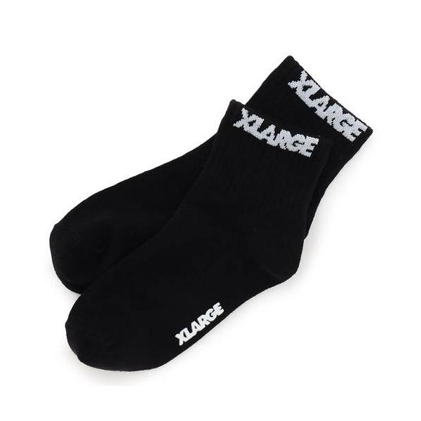 XLARGE KIDS（エクストララージキッズ） 子ども用  靴下 13-21cm ロゴリブショートソック クロ ブラック メール便OK 2026秋冬