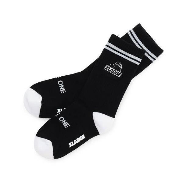 XLARGE KIDS（エクストララージキッズ） 子ども用  靴下 13-21cm OG刺しゅうリブクルーソックス クロ ブラック メール便OK 2026秋冬