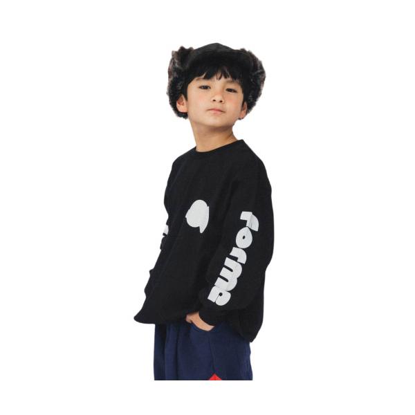 40%OFFセール SALE ヌヌフォルム 子ども服 ロンT 125cm-145cm nunuforme ロゴ 袖プリント長袖Tシャツ ブラック メール便OK 25秋冬