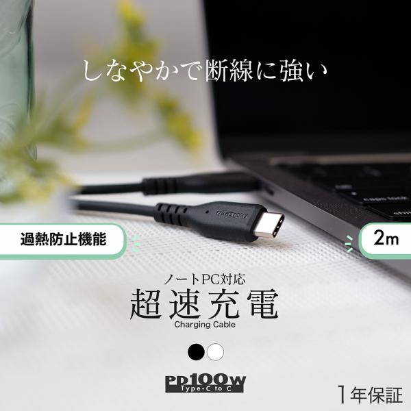 Type-c ケーブル Type-c to Type-c 2m 充電 データ転送 PD100W 急速充電