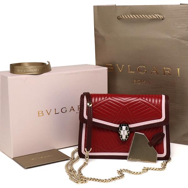 美品 BVLGARI ブルガリ セルペンティ レザー チェーン ショルダーバッグ BVLGARI 美品 ブルガリ セルペンティ ダイヤモンドブラスト