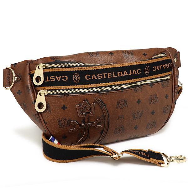 美品 カステルバジャック ボディバッグ ウエストポーチ レザー ブラウン CASTELBAJAC
