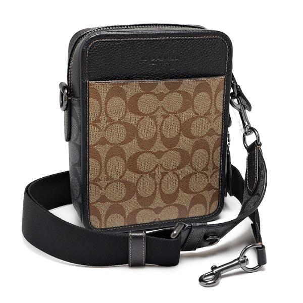 未使用 コーチ サリバン クロスボディ ブロックド シグネチャー キャンバス CC090 ベージュ×ブラック ショルダーバッグ COACH