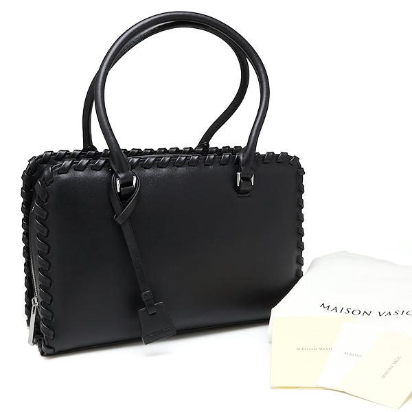 未使用級/メゾンヴァジック　ハンドバッグ　フォーマル　アマンダ　ブラック　レザー VASIC（ヴァジック） 未使用 MAISON VASIC Amanda アマンダ