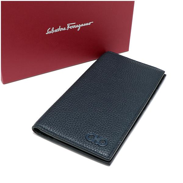美品 Ferragamo フェラガモ ガンチーニ レザー 二つ折り 長財布 oyama_182-7-2