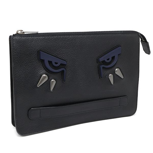 FURLA（フルラ） 美品 クラッチバッグ モンスター レザー ブラック 