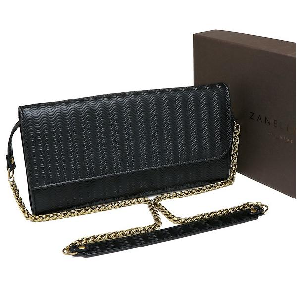 【美品】  ZANELLATO / ザネラート | テクスチャード クラッチ ショルダーバッグ | ブラック | レディース ZANELLATO（ザネラート） 新品 テクスチャード クラッチバッグ レザー