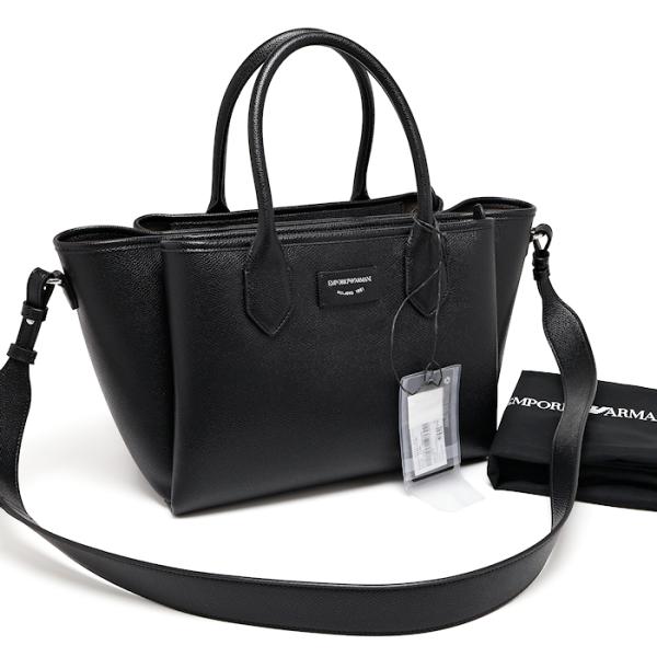 未使用 エンポリオアルマーニ ショッパー パルメラート仕上げ ミディアム EW002329 AF17799 ブラック EMPORIO ARMANI