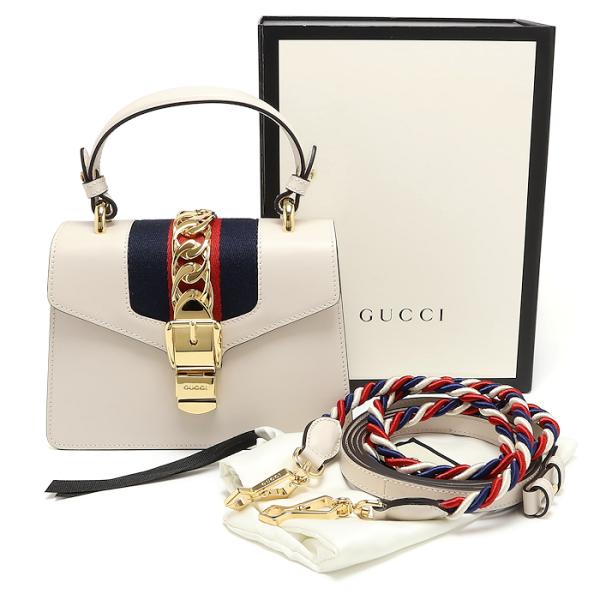 美品 グッチ シルヴィ 3WAYバッグ 470270 ホワイト ハンドバッグ ショルダーバッグ GUCCI