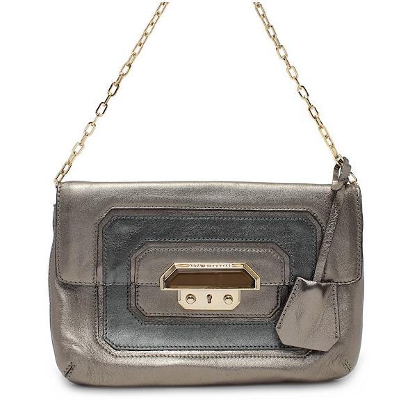 美品 アニヤハインドマーチ アクセサリーポーチ レザー カーキ チェーンショルダーバッグ ANYA HINDMARCH