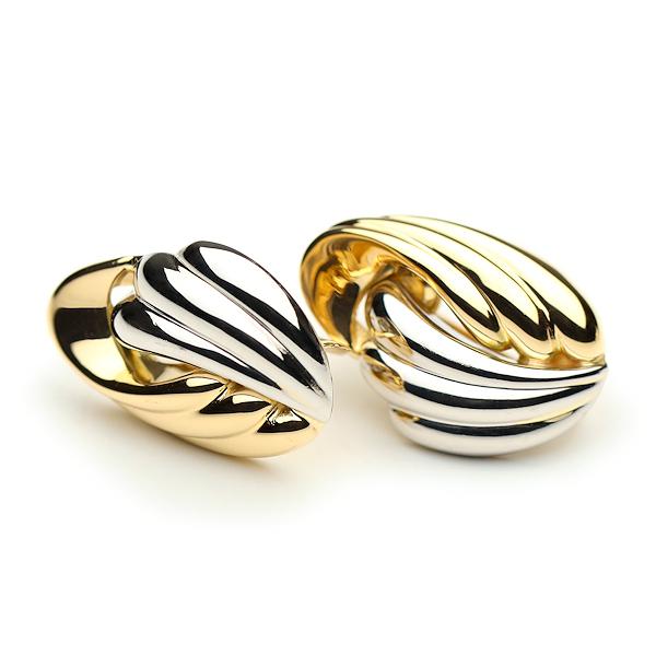 新品同様 イヤリング コンビ K18 Pt900 イエローゴールド プラチナ