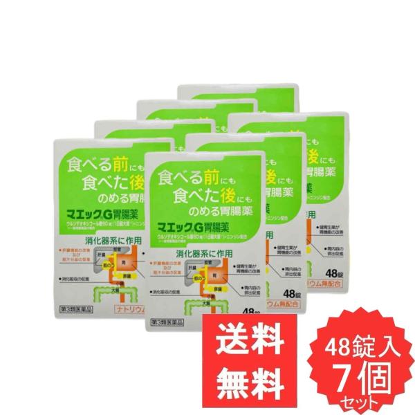 マエックG胃腸薬 48錠 【第3類医薬品】 7個セット 胃腸薬 ウルソデオキシコール もたれ 膨満感 吐き気 嘔吐 飲み過ぎ 食べ過ぎ 胃弱 食欲不振 消化不良 消化促進