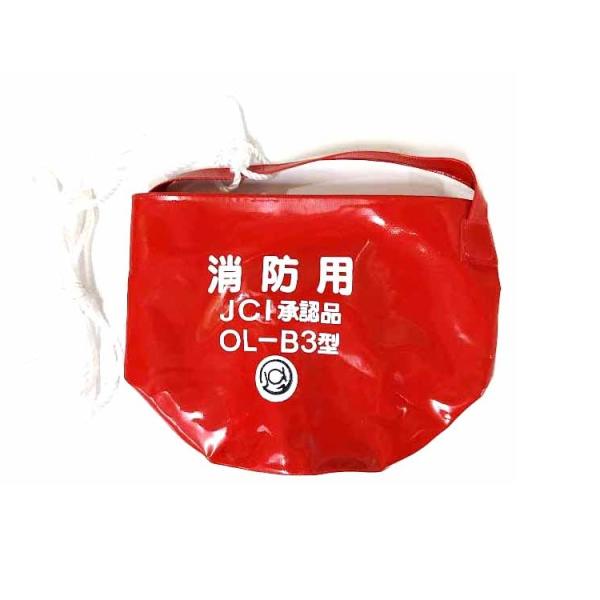 火災発生時や水の汲み出しに使用します。製品名：オーシャンOL-B型消火用赤バケツJC認定番号：第1号備考：ヒモ付き