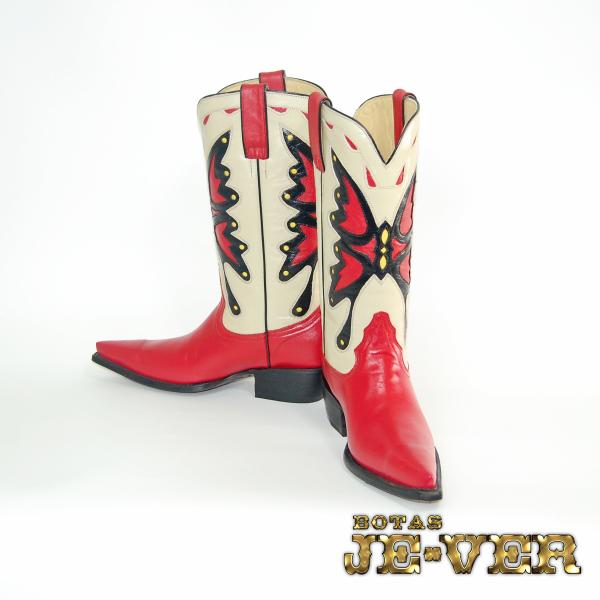 ウエスタンブーツ レディース 23.0 バタフライインレイ 本革