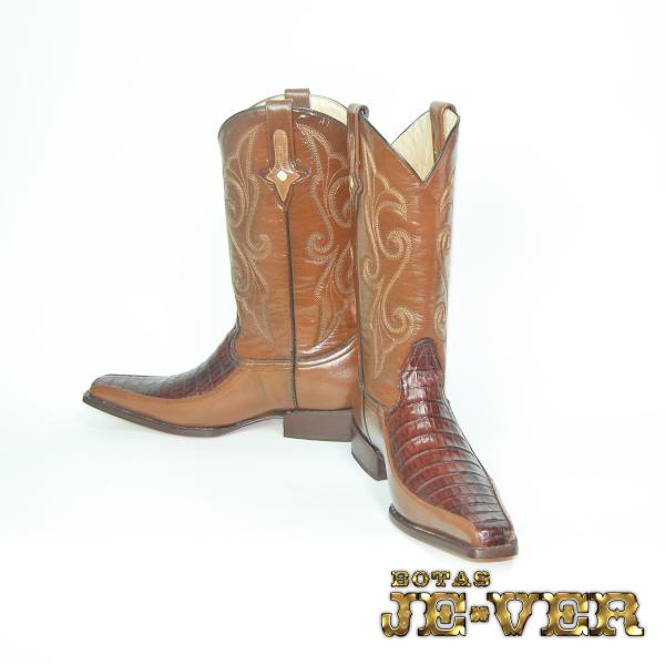 ウエスタンブーツ メンズ 26.0 ワニ革 カイマン スクエアトゥ 本革