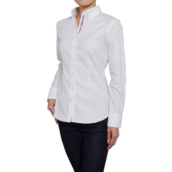 ozie レディース シャツ ビジネス ワイシャツ ブラウス 長袖 白