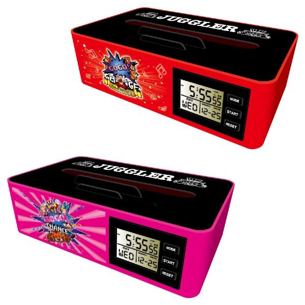 人気スロット ジャグラーグッズから多機能ティッシュケース時計が登場！カレンダー＆アラーム機能付き！！スマホスタンドとしても○■数量：1個（色を選択して下さい）■本体サイズ：約H7×W24×D14.5cm　パッケージ：約H9×W26×D15....