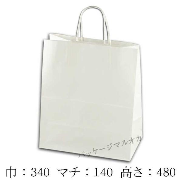 “送料無料/直送” 手提げ紙袋 スタンダード 晒白無地 100g 丸紐 (巾340 マチ140 高さ480) 450枚