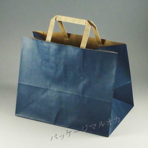 手提げ紙袋 フラット 280-1 未晒ネイビー 28cm巾 (巾280 マチ180 高さ
