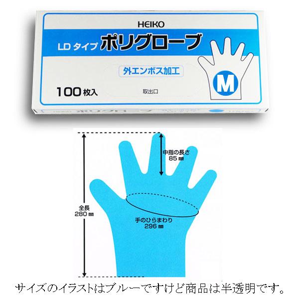 LDポリグローブ M 外エンボス 半透明 100枚/箱 30箱 : パッケージ