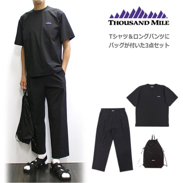 サウザンドマイルセットアップブラック速乾撥水半袖長ズボンMサイズ新品未使用品 THOUSAND MILE セットアップ MILE/サウザンドマイル SHORT