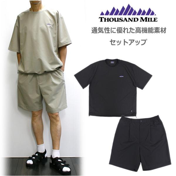 サウザンドマイル / THOUSAND MILE / ショートスリーブドローコードTシャツとタックショートパンツのセットアップ ( 2026年夏アイテム 上下2点セット)
