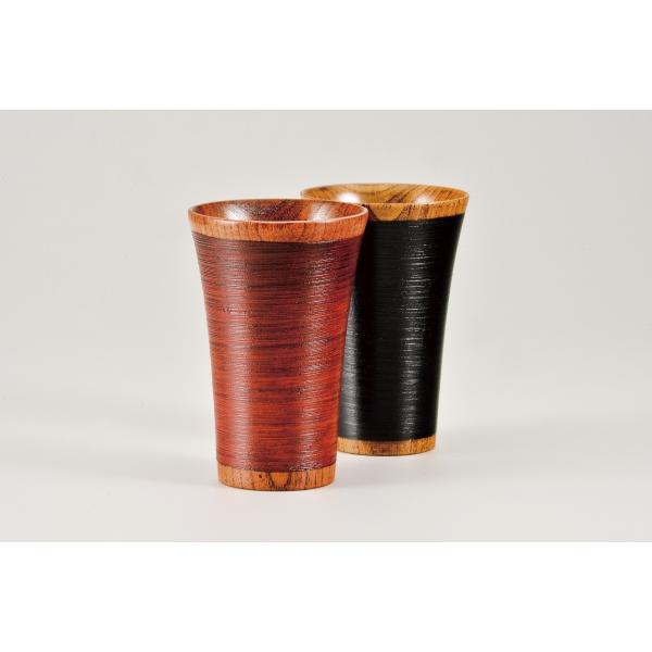 フリーカップ 木製 刷毛目 朱/ 黒 会津若松漆器　25-68-1.2