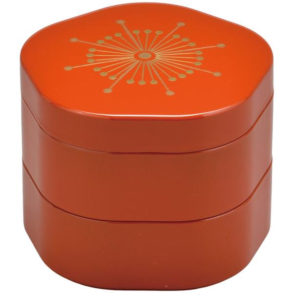 お菓子箱 Candy Box 二段重　ミニ梅型　洗朱内金　梅　会津若松漆器 伝統工芸品