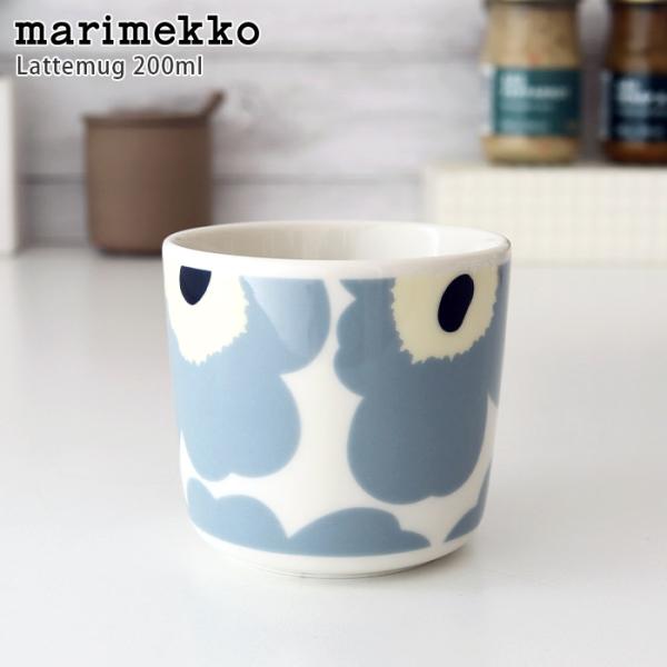 ラテマグ 単品　マリメッコ Unikko ウニッコ コーヒーカップ 200ml ハンドルなし　ライトブルー