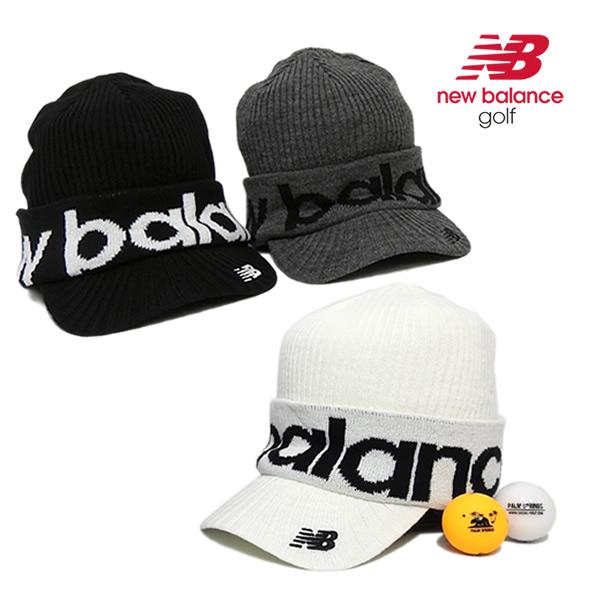 ニューバランスゴルフ メンズ レディース 帽子 ニットバイザー ビーニー ツバ付き リブ編み 伸縮性 保温 ロゴ newbalance 012-4287018 2024秋冬