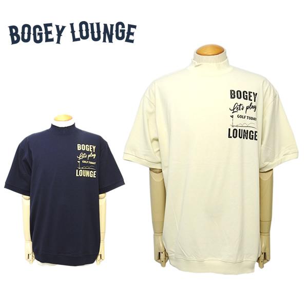 ボギーラウンジ ゴルフ メンズ モックネック 半袖 コットン 吸水 ストレッチ プリント 刺繍 BOGEY LOUNGE MOCK NECK T-SHIRT(FLAG LOGO) 6A199-64BG 26s